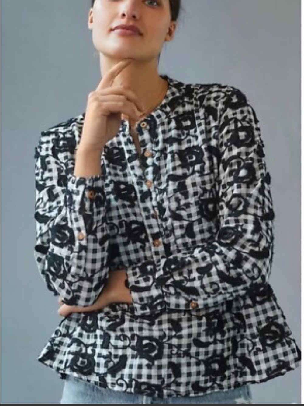 Anthoropologie/Pilcro Black & WhiteButton-Front Blouse